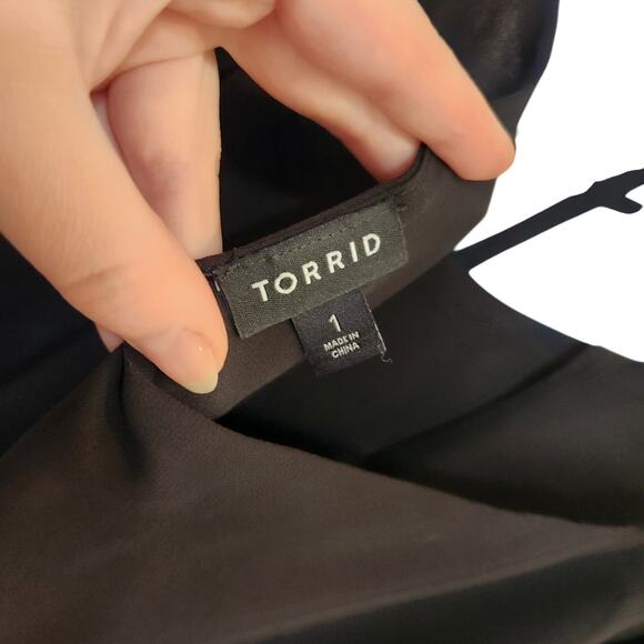 Torrid Strappy Sophie Chiffon Lattice Neck Swing Cami Tank Top Black Size 1X - Picture 8 of 10